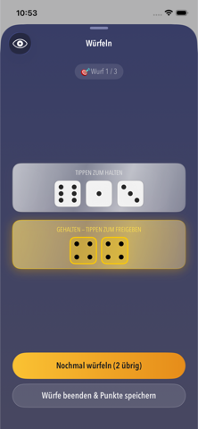Würfel-Bildschirm in DiceLab+